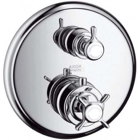 Set finition avec therm encastréavec robinet d'arrêt et inverseur, nickel brossé