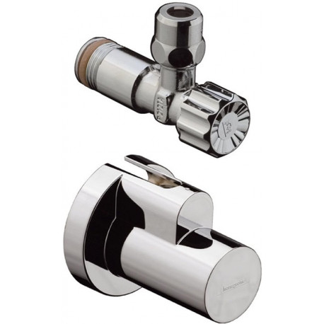 Robinet d'angle avec étui nickel brossé