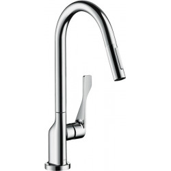 mitigeur cuisineavec douchette extractible aspect acier inox
