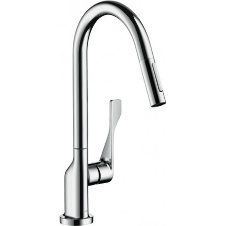 mitigeur cuisineavec douchette extractible aspect acier inox
