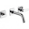 Set fin mél lav mural enc 3 trou s poign man, bec 166mm, bonde écoul libre chroméé