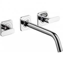Set fin mél lav mural enc 3 trou s poign man, bec 226mm, bonde écoul libre chroméé