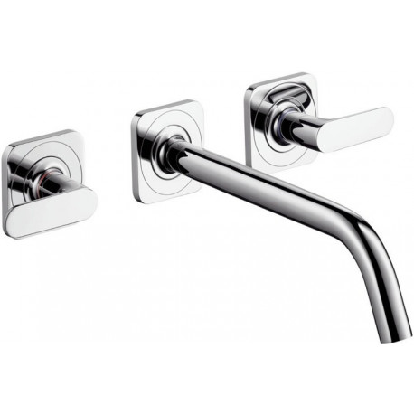 Set fin mél lav mural enc 3 trou s poign man, bec 226mm, bonde écoul libre chroméé