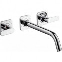 Set fin mél lav mural enc 3 trou s poign man, bec 226mm, bonde écoul libre chroméé