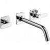 Set fin mél lav mural enc 3 trou s poign man, bec 226mm, bonde écoul libre chroméé