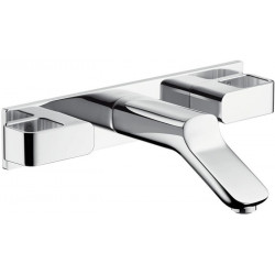 Set fin. mél lav mural 3 trou s mural bec 168mm bonde écoulement libre chroméé