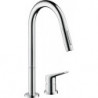 mitigeur cuisine 2 trou savec douchette extractible aspect acier inox