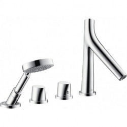 Set de finition 4 trou s thermostatique pour montage sur bord de baignoire chroméé