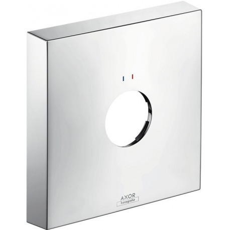 Rosace carrée 33 mm pour robinetterie encastrée 1 trourouge bleu chroméé