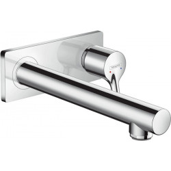 mitigeur de lavabo encastré mural, bec 225mm, bonde à écoulement libre chroméé