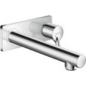mitigeur de lavabo encastré mural, bec 225mm, bonde à écoulement libre chroméé