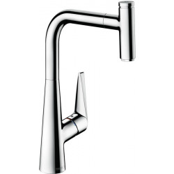 mitigeur de cuisine 300,avec douchette extractible 1 jet aspect acier inox