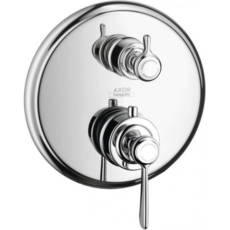 Set finition avec therm encastré, robinet d’arrêt intégré poignée manette, chroméé