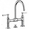 Mélongeur lavabo 220 à pont poignées manettesavec tirette et vidage chroméé