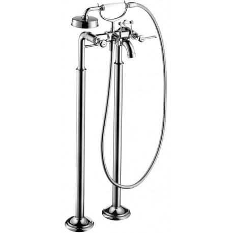 Mélongeur bain/ douche à pont poignées manettes nickel brossé