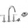 Mélongeur 4 trou s pour montage sur bord de baignoire, nickel brossé