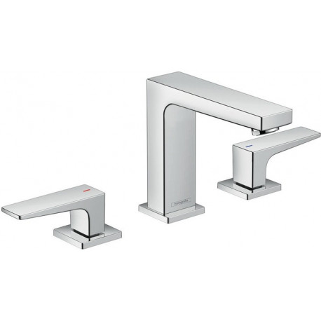 Mélongeur de lavabo 110, 3 trou s poignées manettes, bonde Push-Open chromé 