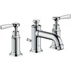 Mélongeur lavabo 30 3 trou s poignées manettesavec tirette et vidage chroméé