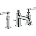 Mélongeur lavabo 30 3 trou s poignées manettesavec tirette et vidage chroméé