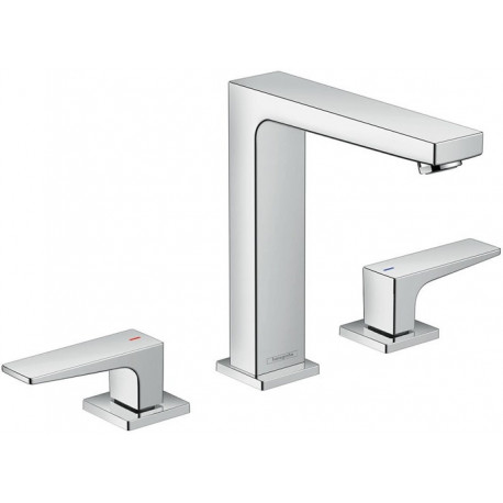 Mélongeur de lavabo 160, 3 trou s poignées manettes, bonde Push-Open chromé 