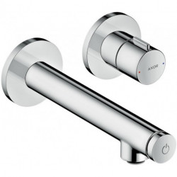 mitigeur lavabo Select encastré mural, bonde à écoulement libre nickel brossé