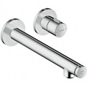 mitigeur lavabo Select encastré mural, bonde à écoulement libre nickel brossé