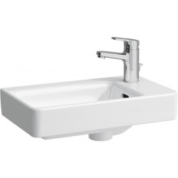 Lave-mains LAUFEN PRO S 480 x 280 mm, asymétrique à droite avec trop-plein, sans trou pour robinet blanc LAUFEN