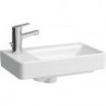 Lave-mains LAUFEN PRO S 480 x 280 mm, asymétrique à gauche avec trop-plein, sans trou de robinetterie blanc LAUFEN