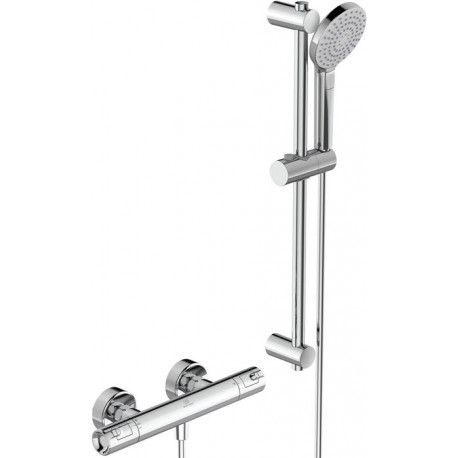 Thermostatique de douche CERATHERM 50 projection 78 mm chrome avec set de douche, barre de douche 600 mm IDEAL STANDARD