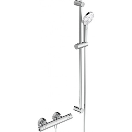 Thermostatique de douche CERATHERM 50 projection 78 mm chrome avec set de douche, barre de douche 900 mm IDEAL STANDARD