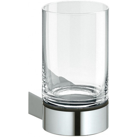 Porte-verre PLAN complet avec véritable verre cristal aluminium anodisé argent KEUCO