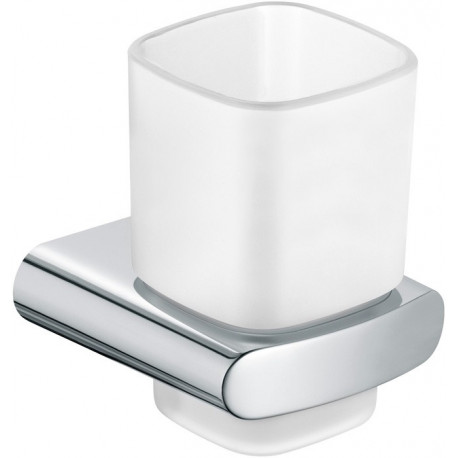 Porte-verre ELEGANCE complet avec verre en cristal véritable, chromé matt KEUCO