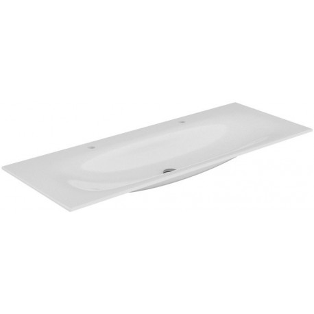 Lavabo double en céramique EDITION 11 1405 x 17 x 538 mm adapté aux robinetteries 1 trou blanc KEUCO