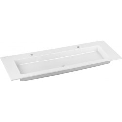 Lavabo double en céramique ROYAL 60 1405 x 17 x 538 mm adapté aux robinetteries 1 trou blanc KEUCO