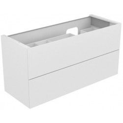 Meuble sous-vasque EDITION 11 PLANNING 1400 x 700 x 535 mm, découpe siphon à droite blanc / verre blanc satiné KEUCO