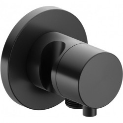 Vanne d'arrêt / inverseur 3 voies IXMO DN 15, à encastrer, rosace ronde avec poignée IXMO Comfort chrome noir brossé KEUCO