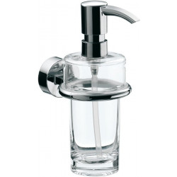 Distributeur de savon liquide RONDO 2 récipient verre cristal clair, pompe doseuse chrome