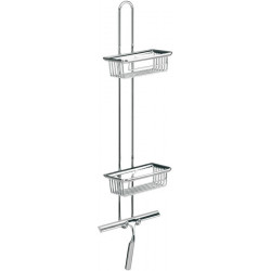 Rangement mural douche 2 paniers profonds + Raclette de douche chrome