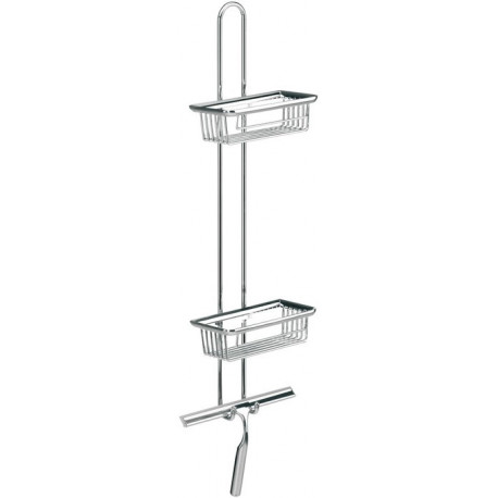 Rangement mural douche 2 paniers profonds + Raclette de douche chrome