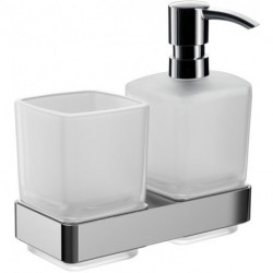 Porte-verre/Distributeur de savon LOFT Verre en crystal satiné chromé