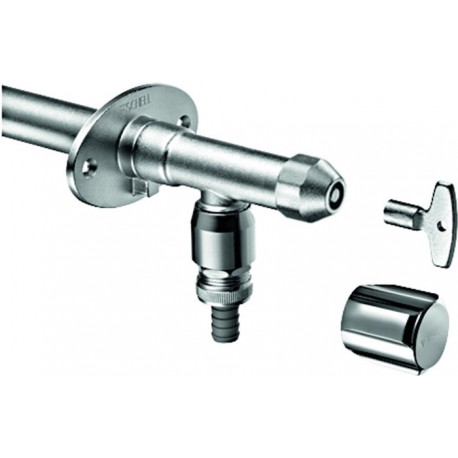 Robinet mural extérieure POLAR II antigel, raccord complet avec aérateur de tuyau, chrome mat SCHELL
