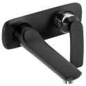 Balance mitigeur de lavabo mural à encastrer 2 trou s, 180 mm, noir mat chromée