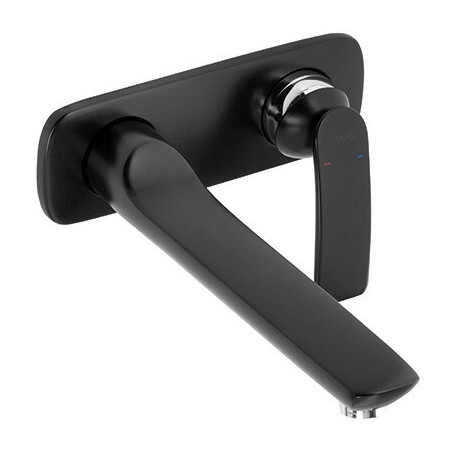 Balance mitigeur de lavabo mural à encastrer 2 trou s, 230 mm, noir mat chromée
