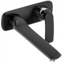Balance mitigeur de lavabo mural à encastrer 2 trou s, 230 mm, noir mat chromée