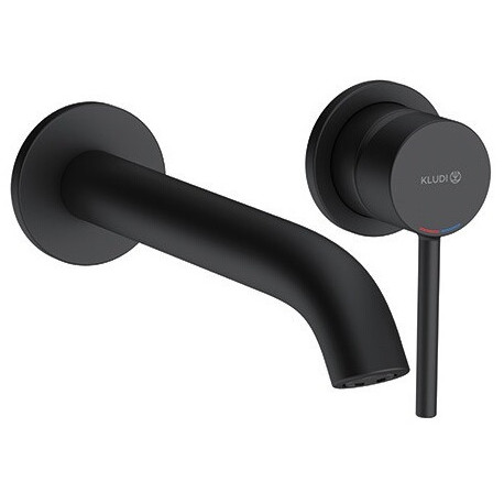 Mitigeur lavabo BOZZ 220 mm encastrable noir mat, 2 trous, bec mural 220 mm KLUDI