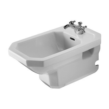 Bidet mural 1930avec trop plein plage de robinettrie 360x580mm 1 trou de robinetterie blanc
