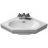 Lave-mains d'angle 1930avec trop-plein, plage de robinetterie, 595 x 450 mm blanc DURAVIT