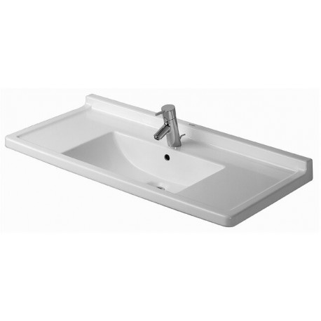 Lavabo Duravit STARCK 3avec trop plein plage de robinettrie 1 trou de robinetterie 1050x485mm blanc