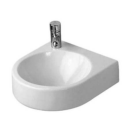 Lave-mains Duravit ARCHITEC sans trop pleinavec plage de robinettrie 360x380mm 1 trou de robinetterie li we