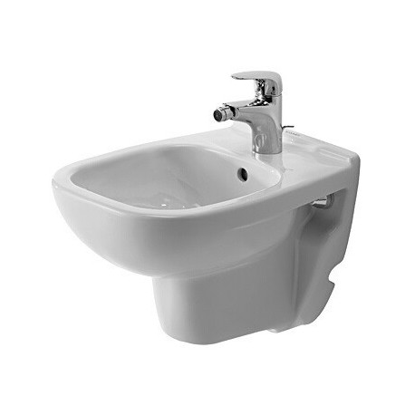 Bidet mural D-CODE COMPACTavec trop plein plage de robinettrie 350x480mm 1 trou de robinetterie blanc